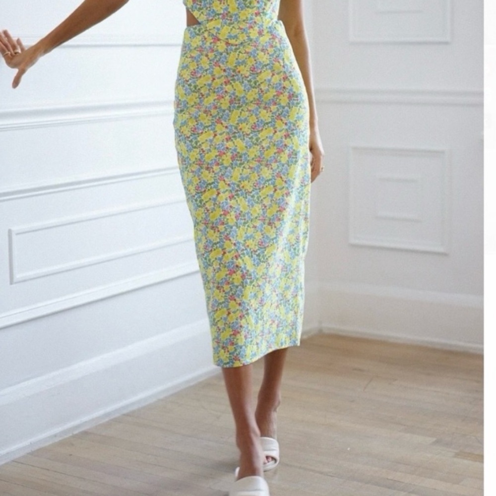 Yllw the Label Harmony Linen Skirt in Palisades Floral Print Size Small
